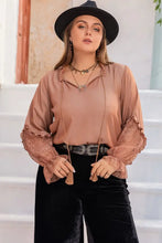Plus Size Tie Neck Flounce Sleeve Blouse Woman Blouses