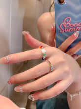 Acrylic Beaded Heart Ring Fashion Jewelry