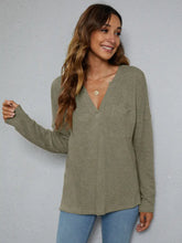 Dropped Shoulder High-Low Waffle-Knit Top Woman Blouses