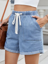 Drawstring Wash Denim Shorts Denim Shorts