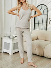 Fuzzy V-Neck Cami and Pants Lounge Set Woman Loungewear Sets