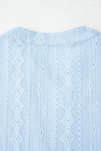 Jacquard Texture Flared Short Sleeve Notched Neck Mini Dress Casual Dresses