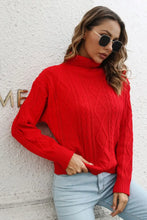 Turtleneck Long Sleeve Sweater Red Sweater Pullovers