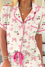 Printed Button Up Short Sleeve Top and Shorts Lounge Set Woman Loungewear Sets