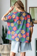 HOPELY Full Size Floral Round Neck Side Slit T-Shirt Woman T Shirts