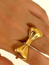 18K Gold-Plated Stainless Steel Bow Ring Fashion Jewelry
