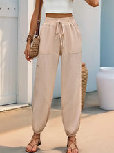 Perfee Elastic Waist Joggers with Pockets Woman Pants