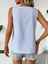 Decorative Button Asymmetrical Striped Tank Tanks & Camis