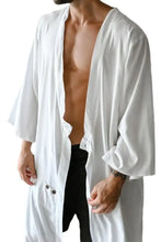 Men's Full Size Button Detail Long Sleeve Cover-Up Plus Size Mens Tops