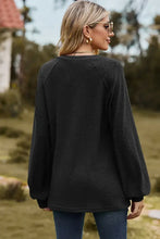 Eyelet Notched Raglan Sleeve T-Shirt Woman T Shirts