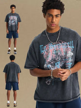 Men's Graphic Round Neck Half Sleeve T-Shirt Black Mens Tops