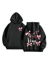 Bow Print Long Sleeve Hoodie Woman Sweatshirts