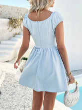 Devine Ruched Puff Sleeve Mini Dress Woman Casual Dress