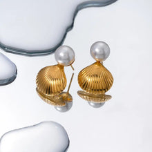 18K Gold-Plated Stainless Steel Shell Shape Earrings Gold One Size Earrings