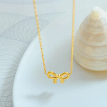 Gold-Plated Titanium Steel Bow Pendant Necklace Necklaces