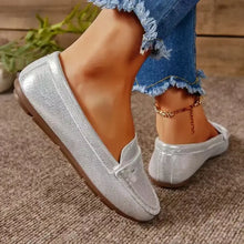 PU Leather Round Toe Flat Slip-Ons Woman Loafers