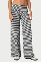 Striped Wide Leg Pants Black Woman Pants