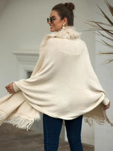 Fringe Open Front Long Sleeve Poncho Woman Outerwear