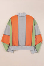 Full Size Exposed Seam Color Block Long Sleeve Sweatshirt Woman Sweatshirts