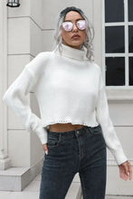 Turtleneck Dropped Shoulder Sweater White Sweater Pullovers