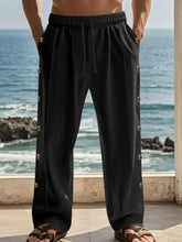 Men's Full Size Side Button Wide Leg Pants Plus Size Woman Sweatpants