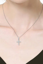 925 Sterling Silver Cross Moissanite Pendant Necklace Silver One Size Necklaces