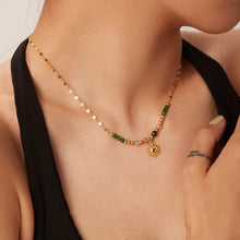 Bohemian Sun Charm Beaded Stainless Steel Necklace Fashion Jewelry