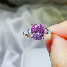 3 Carat Moissanite 925 Sterling Silver Ring Pink Purple Rings