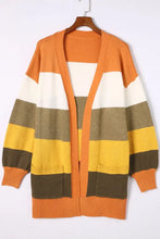 Open Front Color Block Cardigan Woman Outerwear