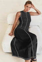 Contrast Stitching Maxi Tank Dress Black Woman Maxi Dress