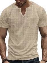 Men's Full Size Notched Short Sleeve T-Shirt Plus Size Khaki Mens Tops