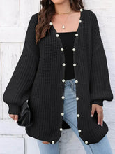 Open Front Long Sleeve Cardigan Black One Size Woman Outerwear