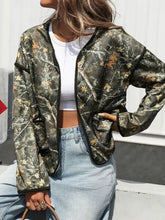 Perfee Printed Open Front Long Sleeve Jacket Multicolor Woman Outerwear