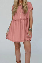 Corded Knit Textured Patched Pocket Frilled Swing Mini Dress with Pockets Casual Dresses