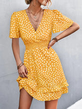 V-Neck Flutter Sleeve Mini Dress Orange Woman Casual Dress