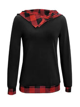 Plaid Long Sleeve Hooded Blouse Woman Blouses