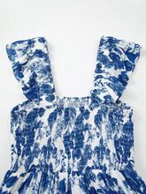 Floral Ruffle Strap Square Neck Smocked Bodice Midi Dress Woman Casual Dress