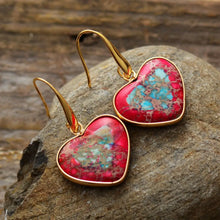 Natural Stone Heart Drop Earrings Earrings