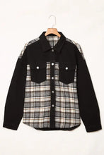 Plaid Pocketed Button Up Denim Jacket Woman Outerwear