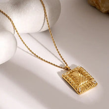 Stainless Steel Inlaid Rhinestone Rectangle Shape Pendant Necklace Fashion Jewelry