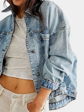 Button Up Long Sleeve Denim Jacket Woman Denim Tops