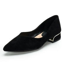 Point Toe Block Heels Slip-Ons Black Woman Loafers