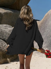 Embroidered Open Front Long Sleeve Cover Up Swimwear Cover-Ups