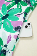 Floral Print Shirred Square Neck Loose Fit Mini Dress Casual Dresses