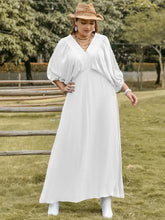 Plus Size Swiss Dot V-Neck Three-Quarter Sleeve Dress Woman Maxi Dress