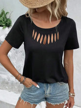 Hollow Out Neckline Short Sleeve T-Shirt Woman T Shirts