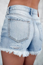Distressed Raw Hem High Waist Denim Shorts Denim Shorts