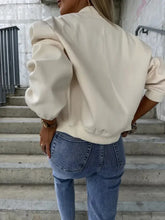 Baseball Collar Dropped Shoulder Jacket Woman Outerwear
