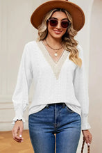 Eyelet V-Neck Flounce Sleeve T-Shirt Woman T Shirts
