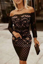 Off-Shoulder Long Sleeve Lace Dress Cocktail Dress